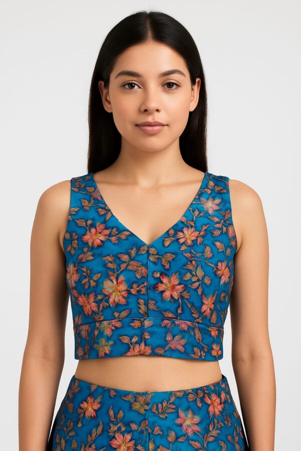 Royal Blue Floral Blouse