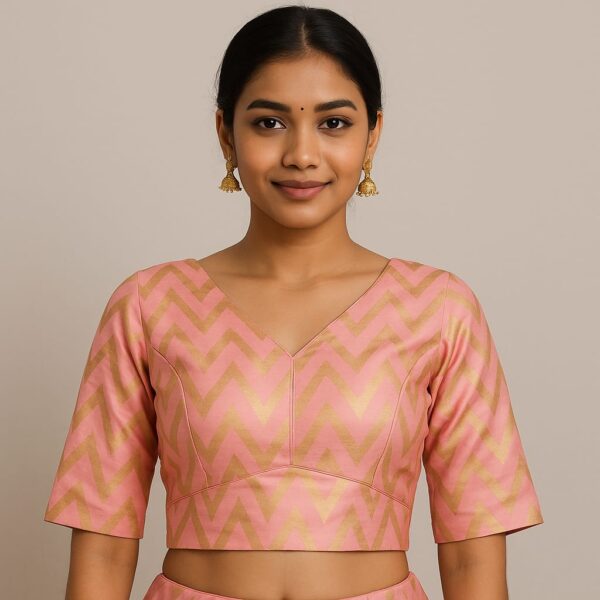 Blush Pink Chevron Brocade Blouse